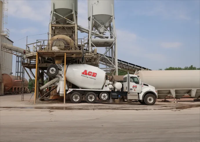cement truck at loading facility