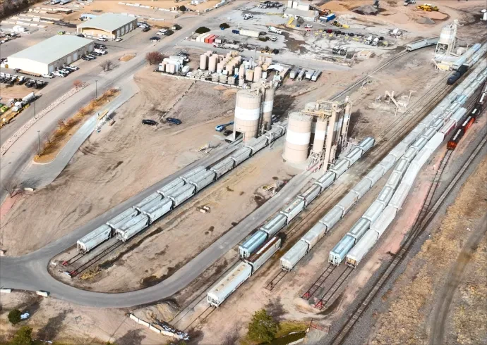 aerial view of freight yard